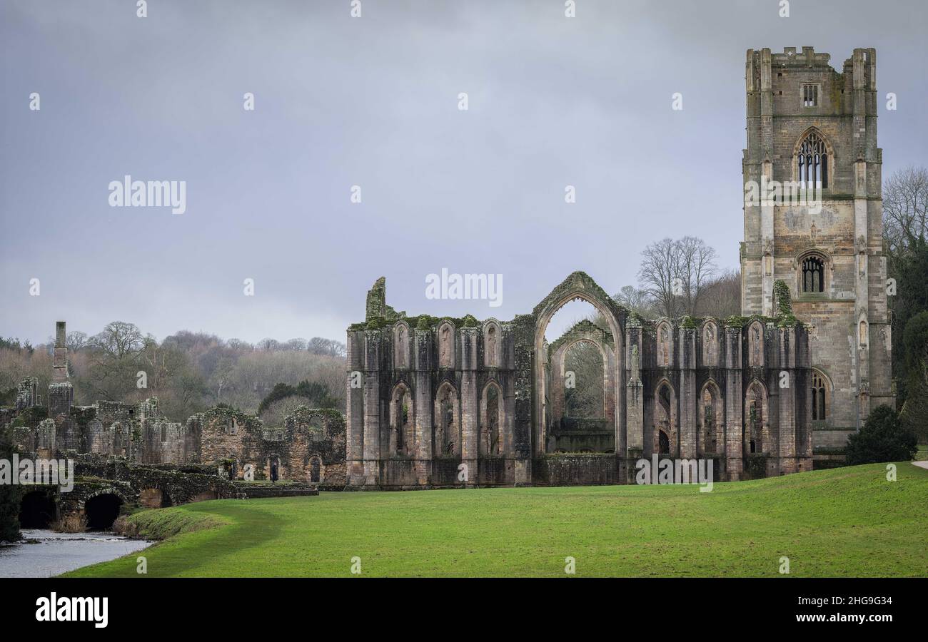 Fountains Abbey In North Yorkshire. Stock Photo