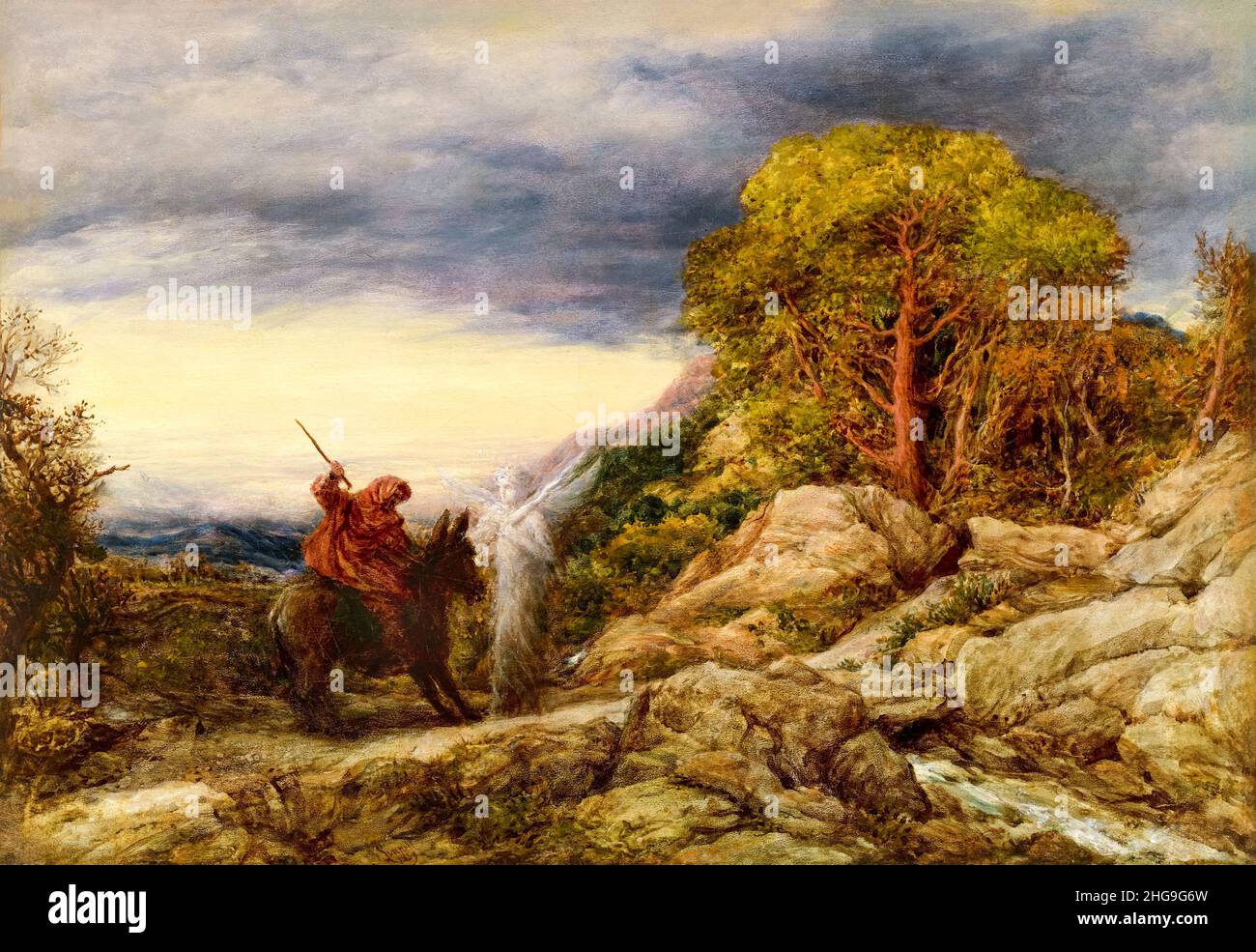 The Prophet Balaam and the Angel, painting by John Linnell, 1859 Stock Photo