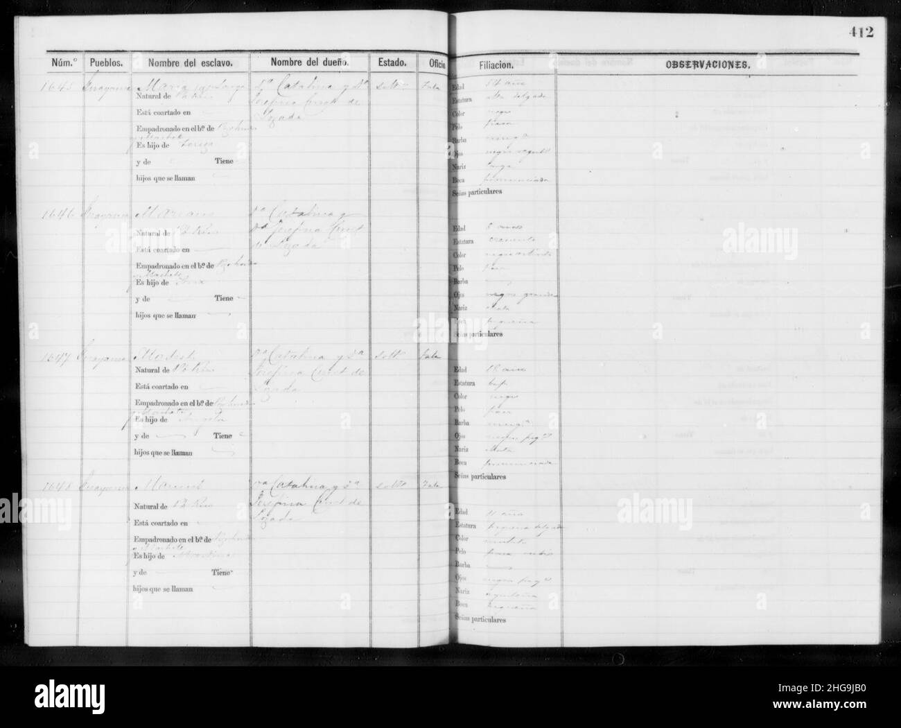 Slave Schedules for District 6, Guayama Stock Photo Alamy