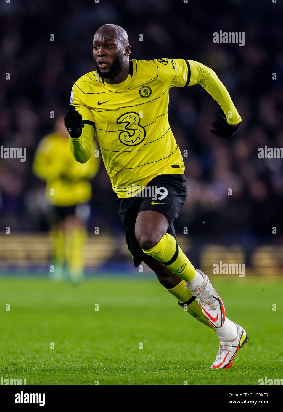 Chelsea's Romelu Lukaku in action during the Premier League match at the AMEX Stadium, Brighton. Picture date: Tuesday January 18, 2022. Stock Photo