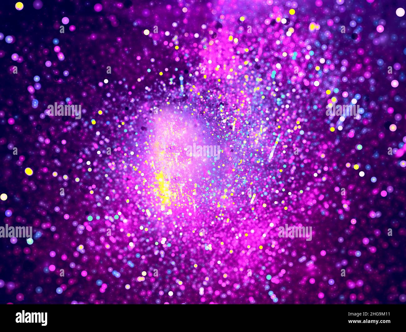 Purple blurred background with bokeh of small balls - abstract illustration Stock Photo
