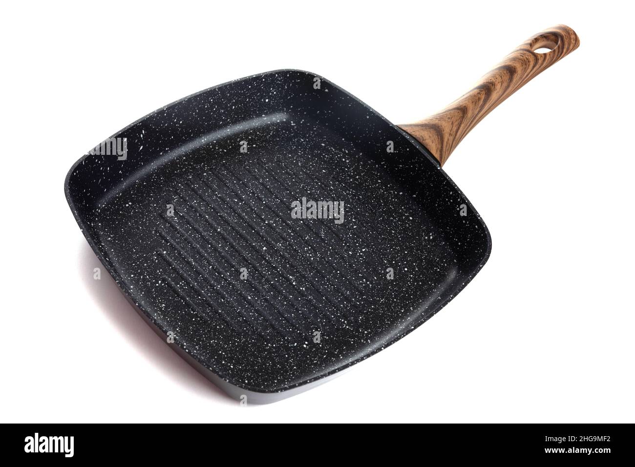 https://c8.alamy.com/comp/2HG9MF2/modern-stylish-kitchen-grill-pan-yes-square-shape-with-a-dark-non-stick-coating-and-a-corrugated-bottom-surface-with-a-brown-handle-on-a-white-2HG9MF2.jpg