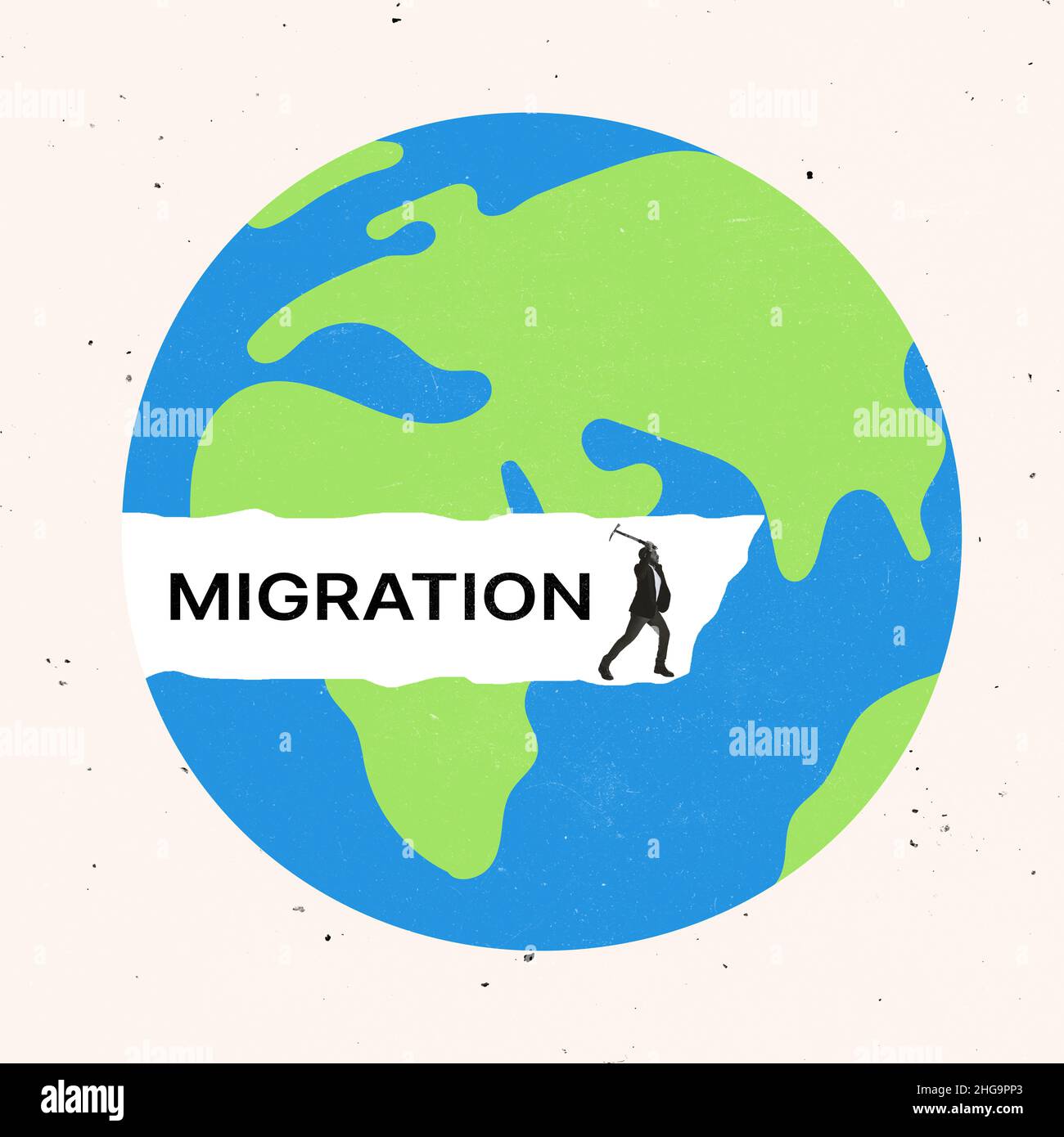 Contemporary art collage. World Migration Day. image symbolizing