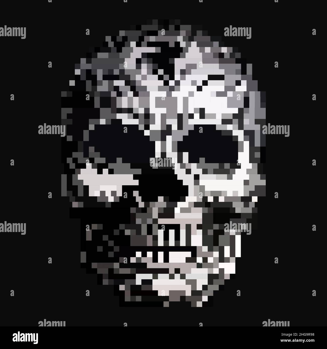 Pixel skull Black and White Stock Photos & Images - Alamy