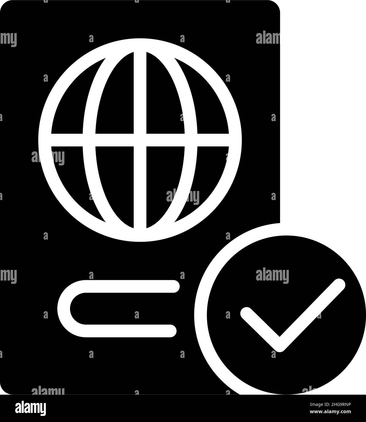 Passport control black glyph icon Stock Vector