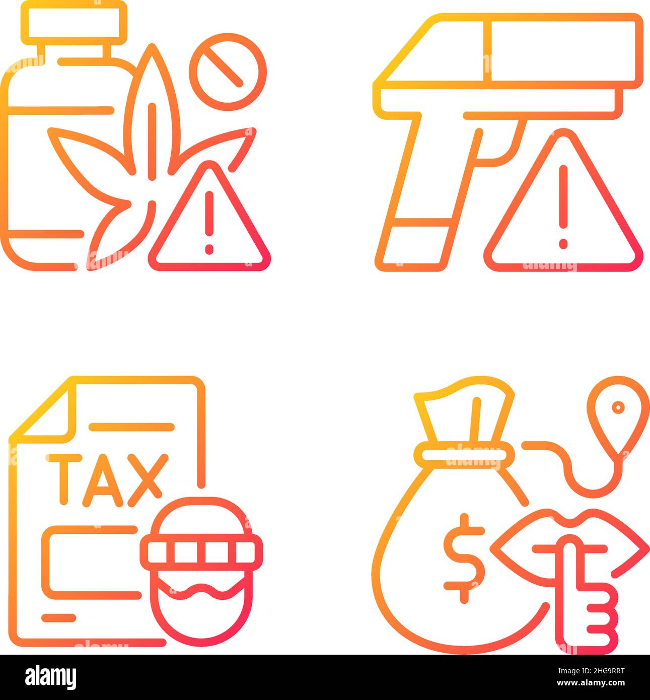 Illegal transportation gradient linear vector icons set Stock Vector