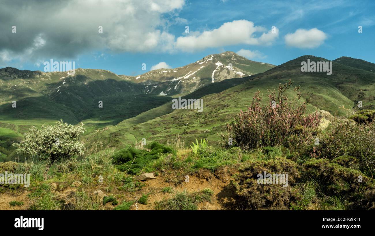 A beautiful mountain landscape. A delightful spring view. Zangezur Mountains. Armenia. Stock Photo