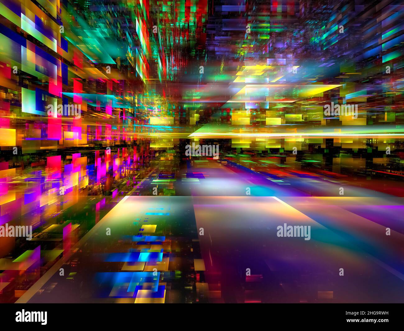 Bright multicolor background with perspective effect - abstract 3d illustration Stock Photo