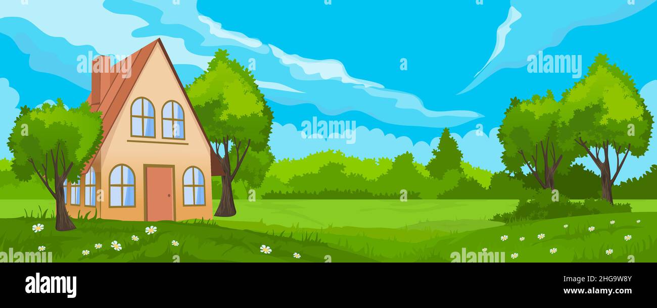 Rural summer landscape Stock Vector