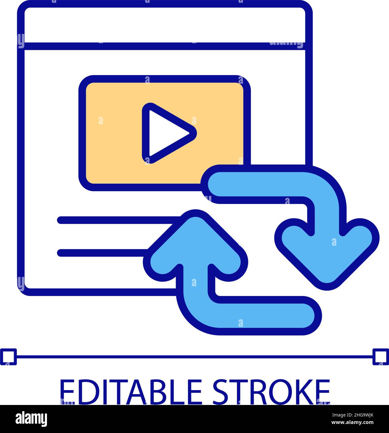 Sharing video content RGB color icon Stock Vector