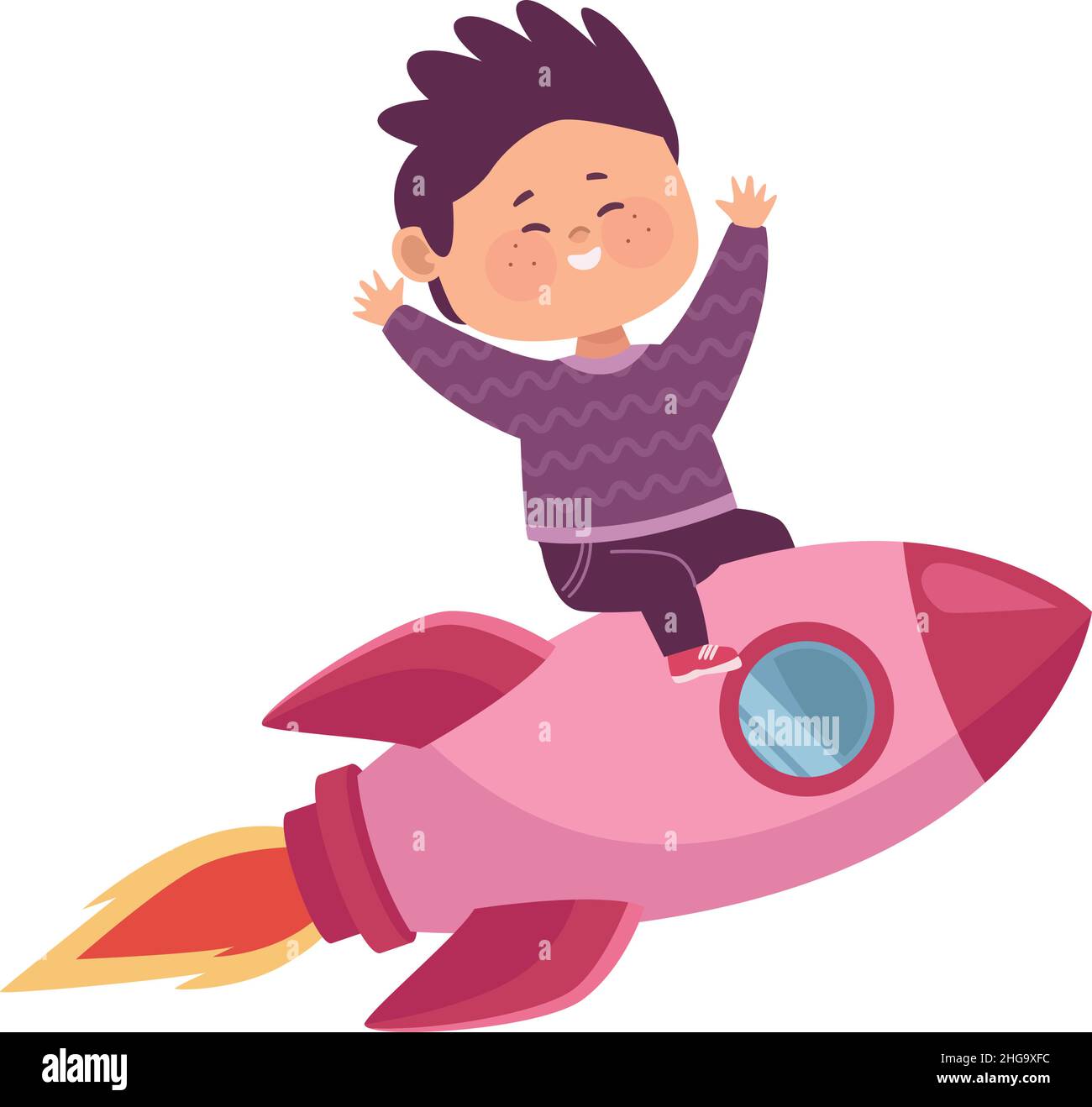 little boy in rocket Stock Vector Image & Art - Alamy