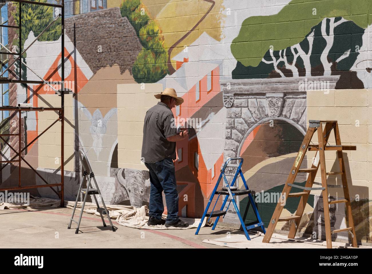 Painted Mural in Last Chance Gulch Pedestrian Mall, Helena, Montana