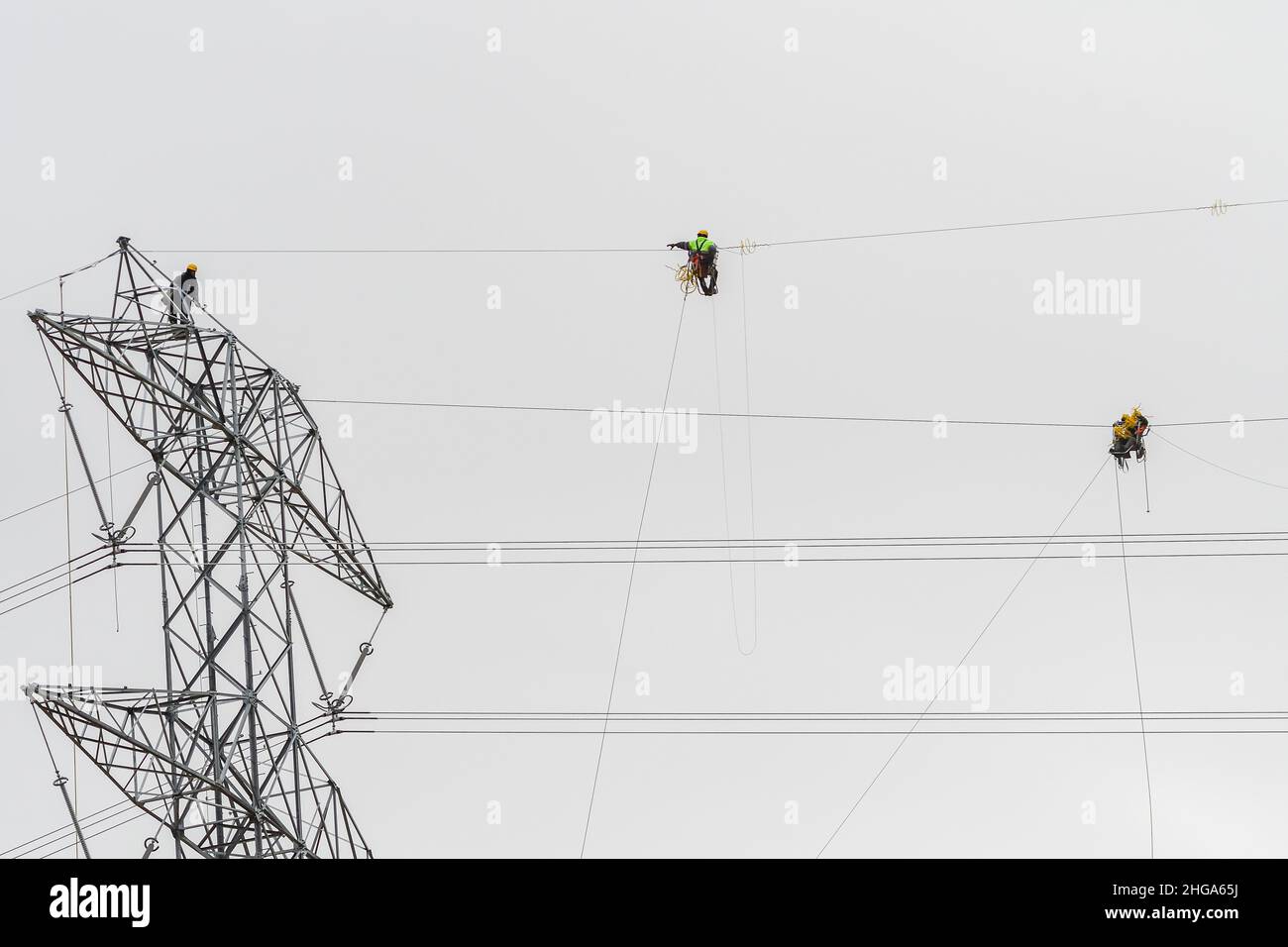 Electrical High Rise Installation and assembly of high-rise electrical towers Stock Photo ...