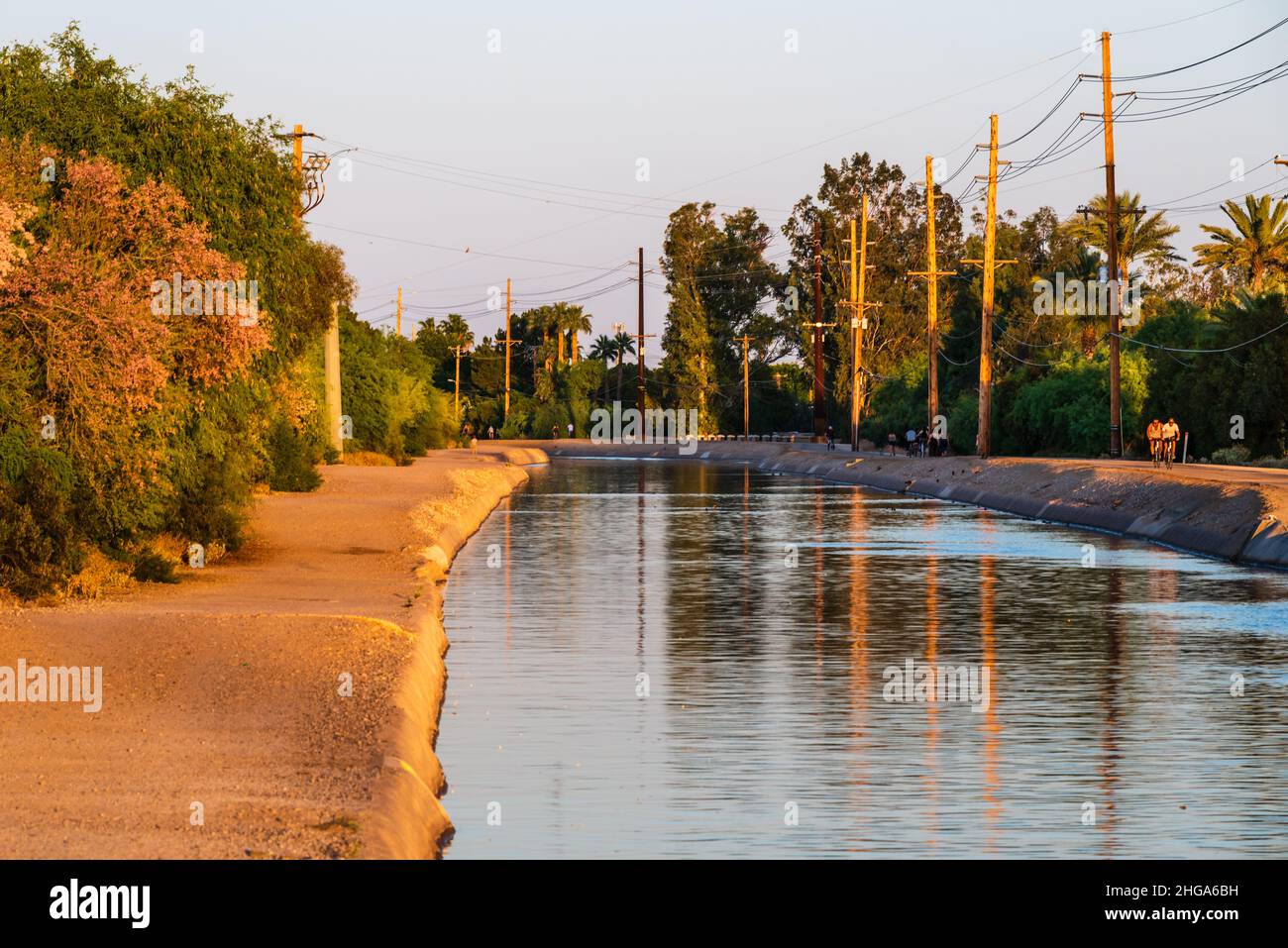Arizona Canal in Paradise Valley, a Phoenix suburb, on a sunny