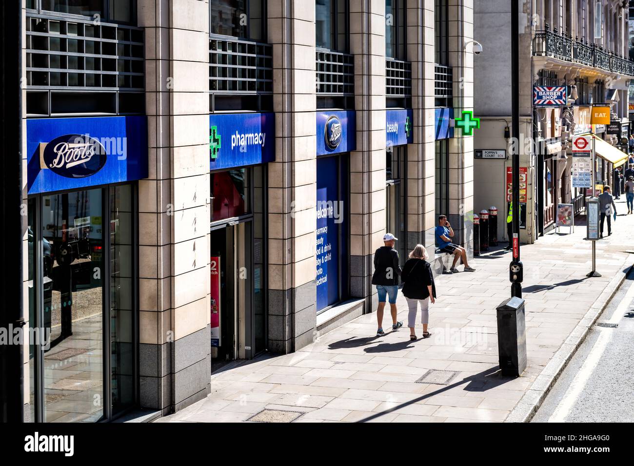 London, UK - June 22, 2018: Neighborhood Boots pharmacy exterior entrance in  downtown district city of London by Ludgate circus medicine building and  Stock Photo - Alamy