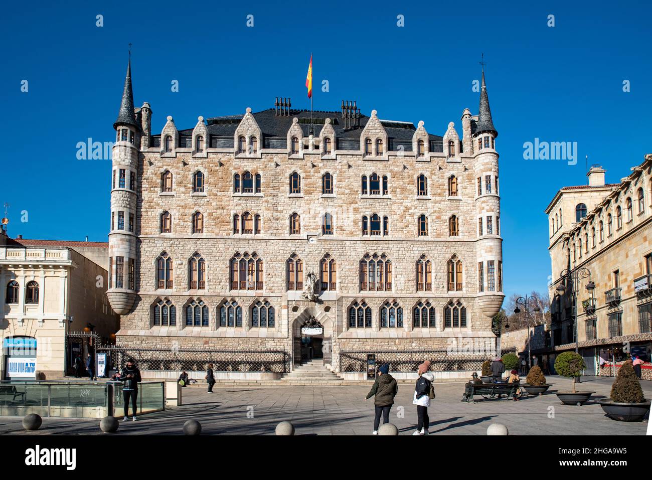 Leon, Spain; December 2021: Facade of Botines Palace in Leon (Castilla y Leon), Spain Stock Photo