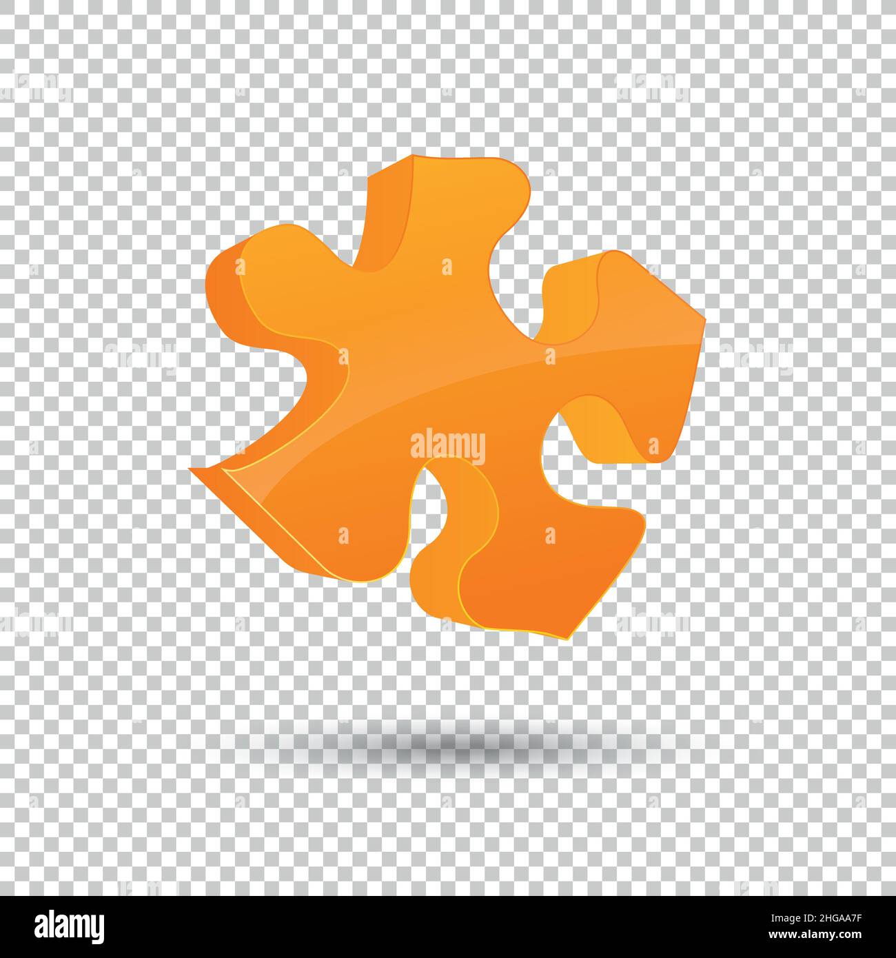 Orange puzzle 3d pie logo design Isolated on checked transparent background. design element for printables, web, prints, t-shirt. Vector illustration. Stock Vector