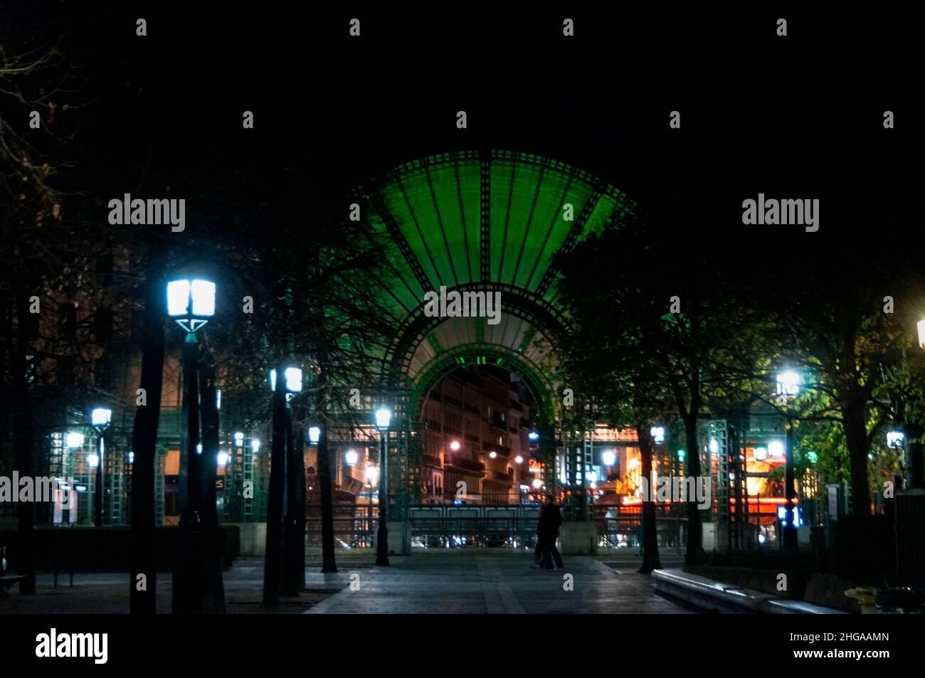 Fanshaped iron and glass awning is a grand architectural entrance of Forum des Halles shopping