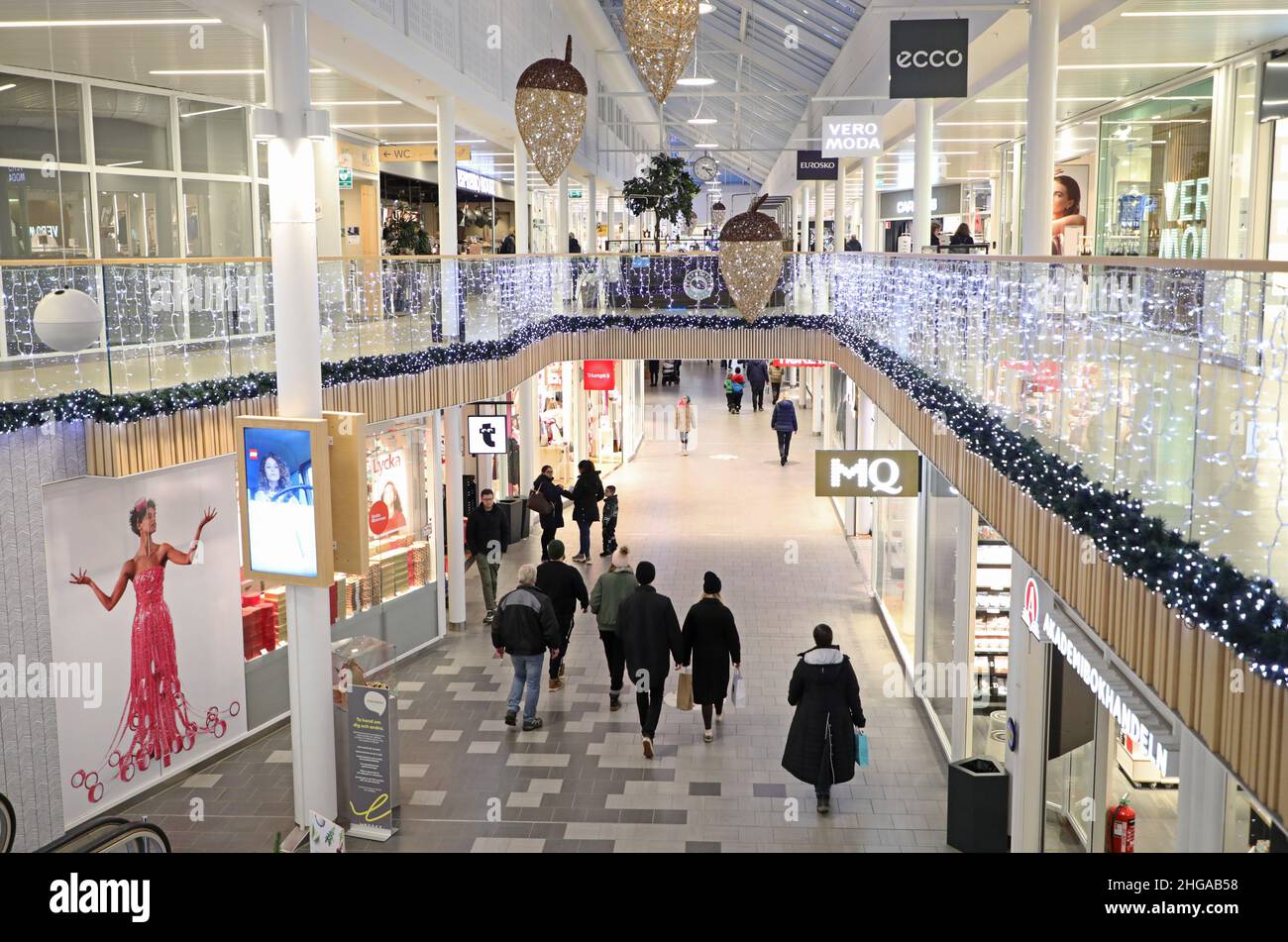 Christmas shopping in a mall in the city of Linköping, Sweden, during ...