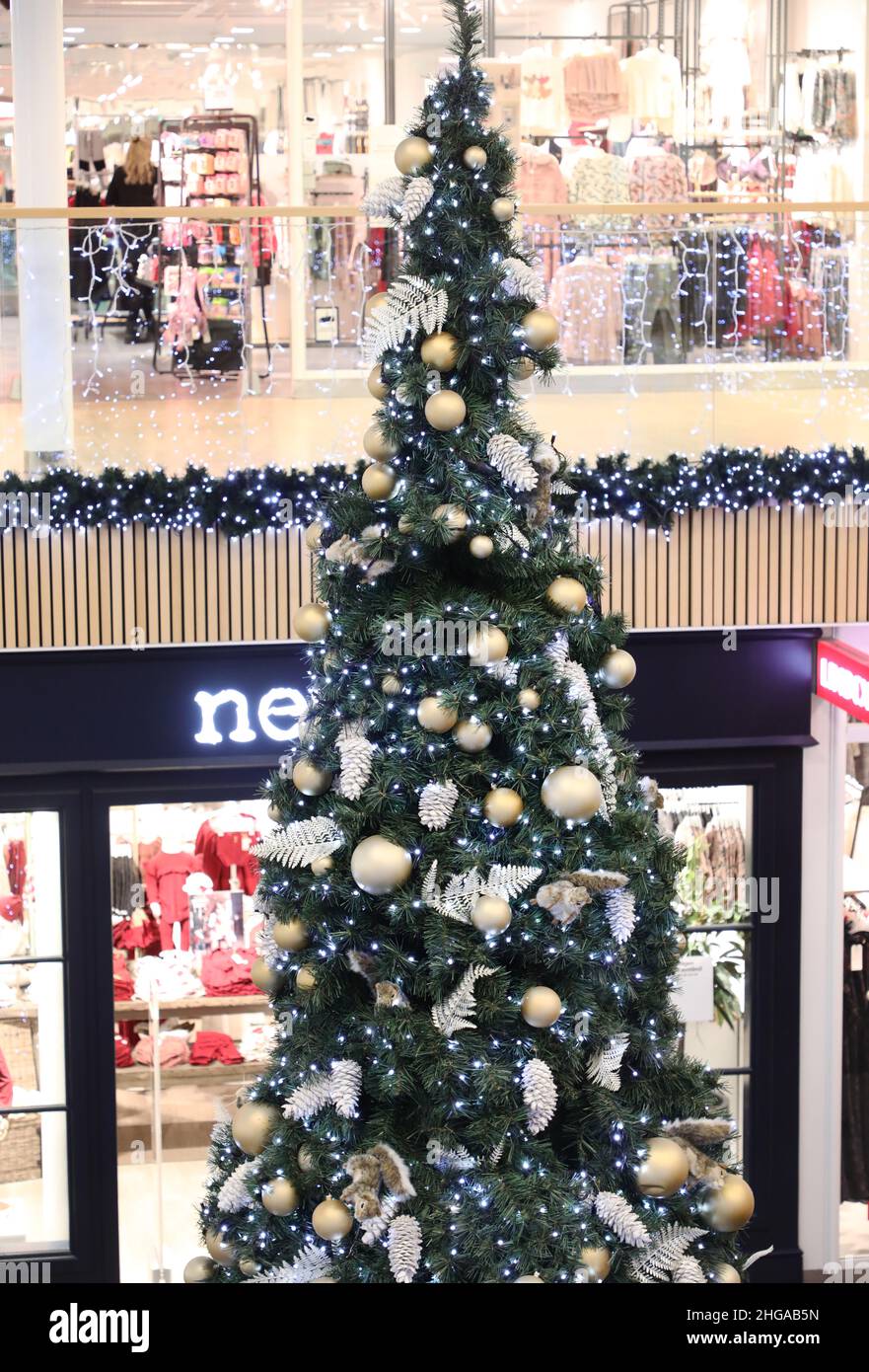 Christmas shopping in a mall in the city of Linköping, Sweden, during ...