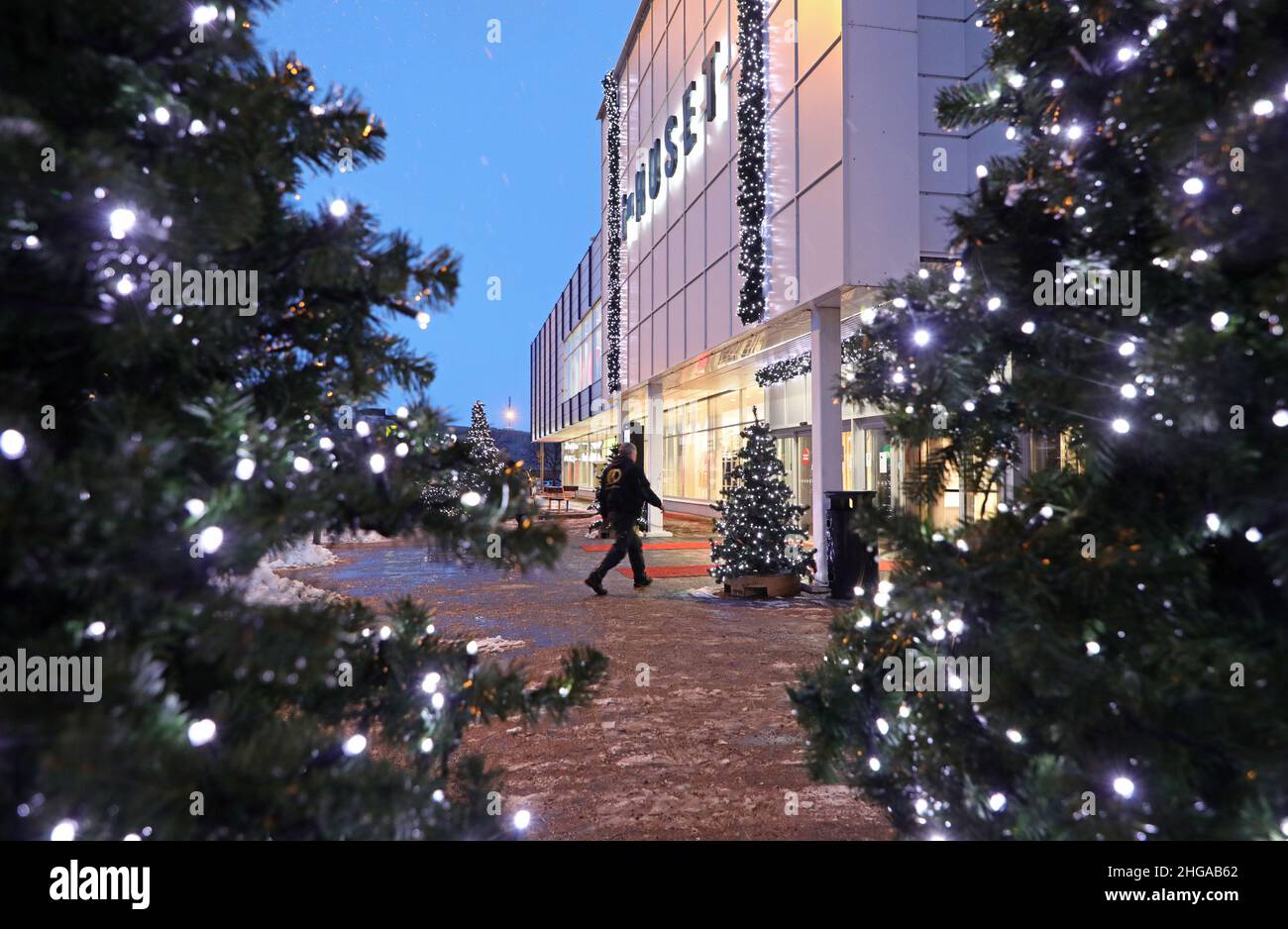 Christmas shopping in a mall in the city of Linköping, Sweden, during ...