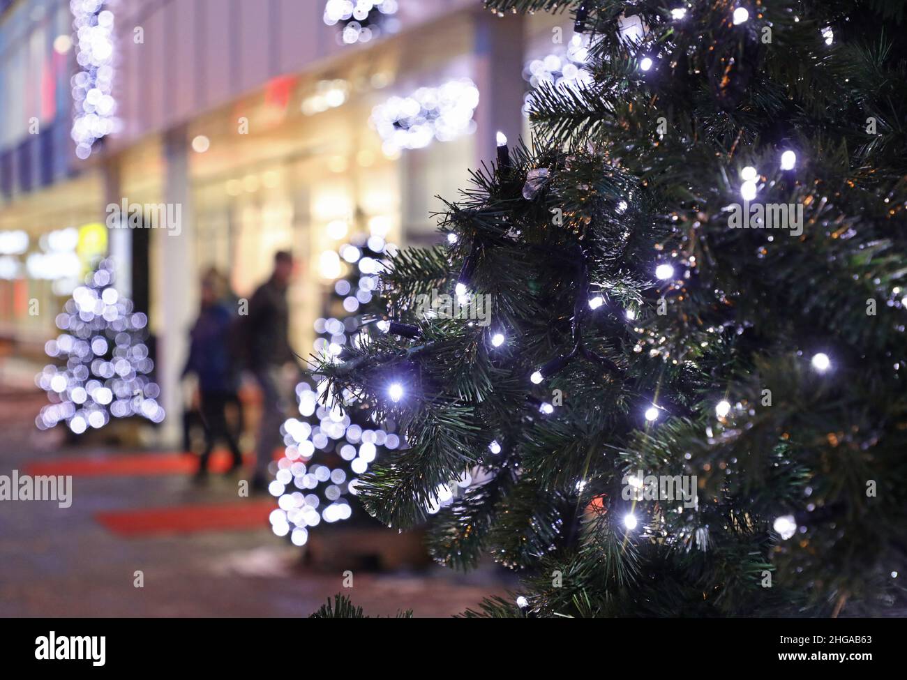 Christmas shopping in a mall in the city of Linköping, Sweden, during ...