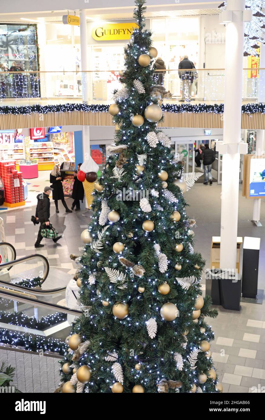 Christmas shopping in a mall in the city of Linköping, Sweden, during ...