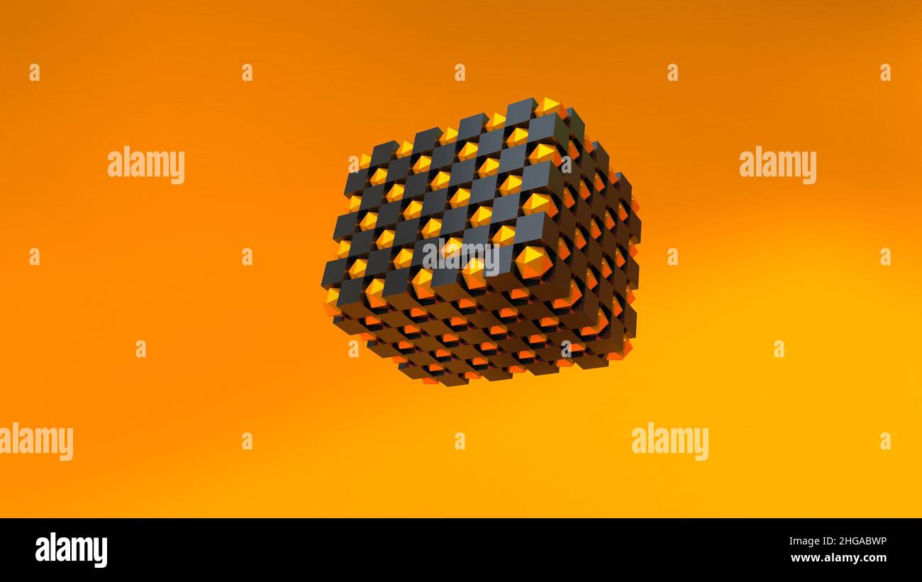 3D Render cube and Hexagonal render Stock Photo - Alamy