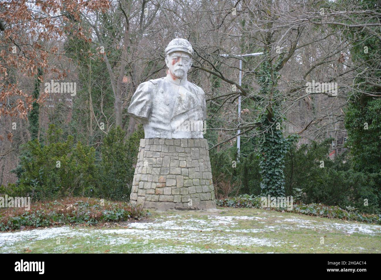 Bismarck memorial in Wannsee, Berlin, Germany - January 9, 2022. Stock Photo