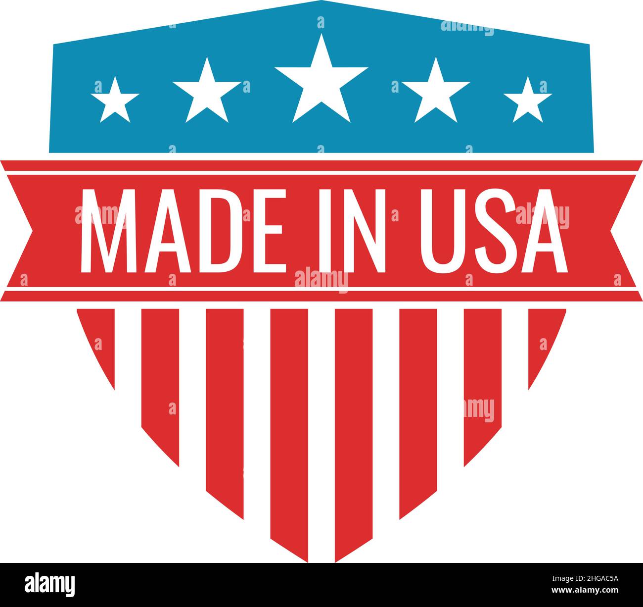 Made in USA banner. Shield emblem in american flag style Stock Vector