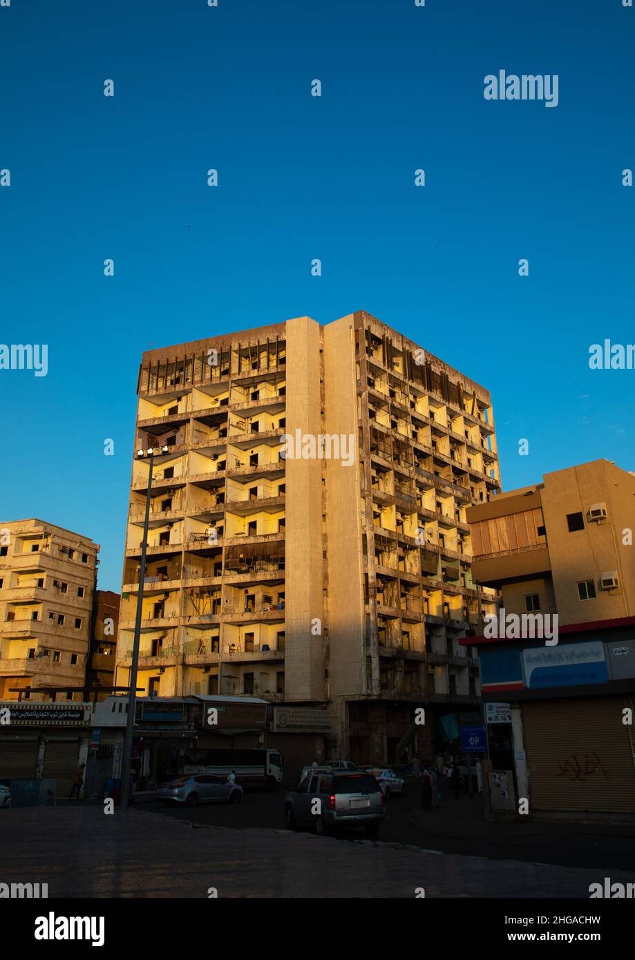 Empty building to be destroyed in the city center, Mecca province, Jeddah, Saudi Arabia Stock Photo