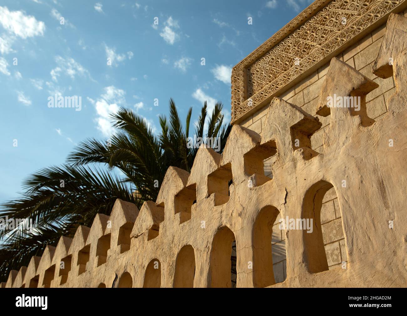 Doorway gypsum decoration of Ahmed Munawar Refa house, Jazan Province, Farasan, Saudi Arabia Stock Photo