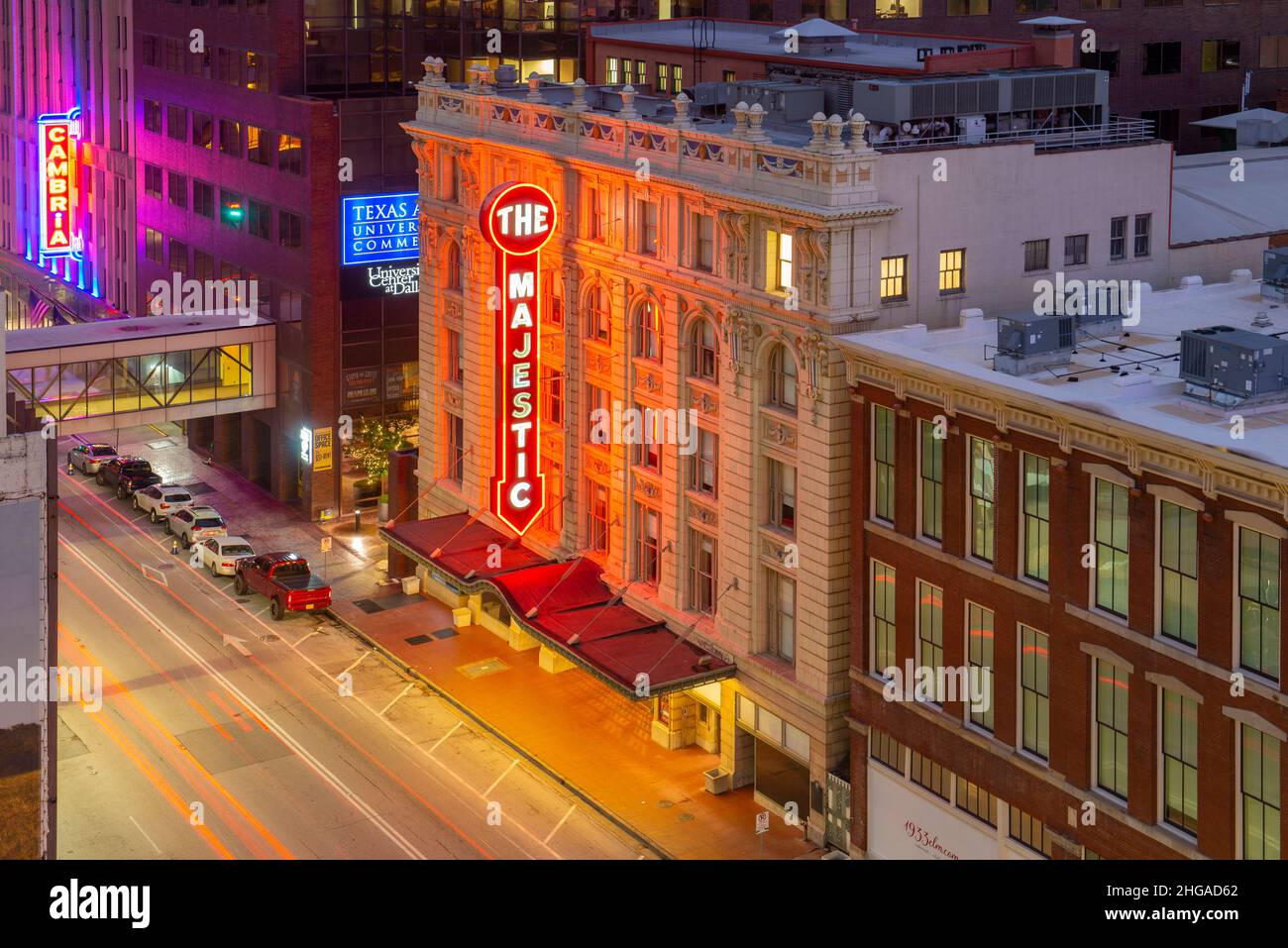 Majestic Theater at 1925 Elm Street at night in downtown Dallas, Texas TX, USA Stock Photo Alamy