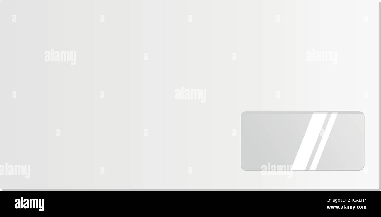 Envelope template. Realistic blank paper with plastic window Stock
