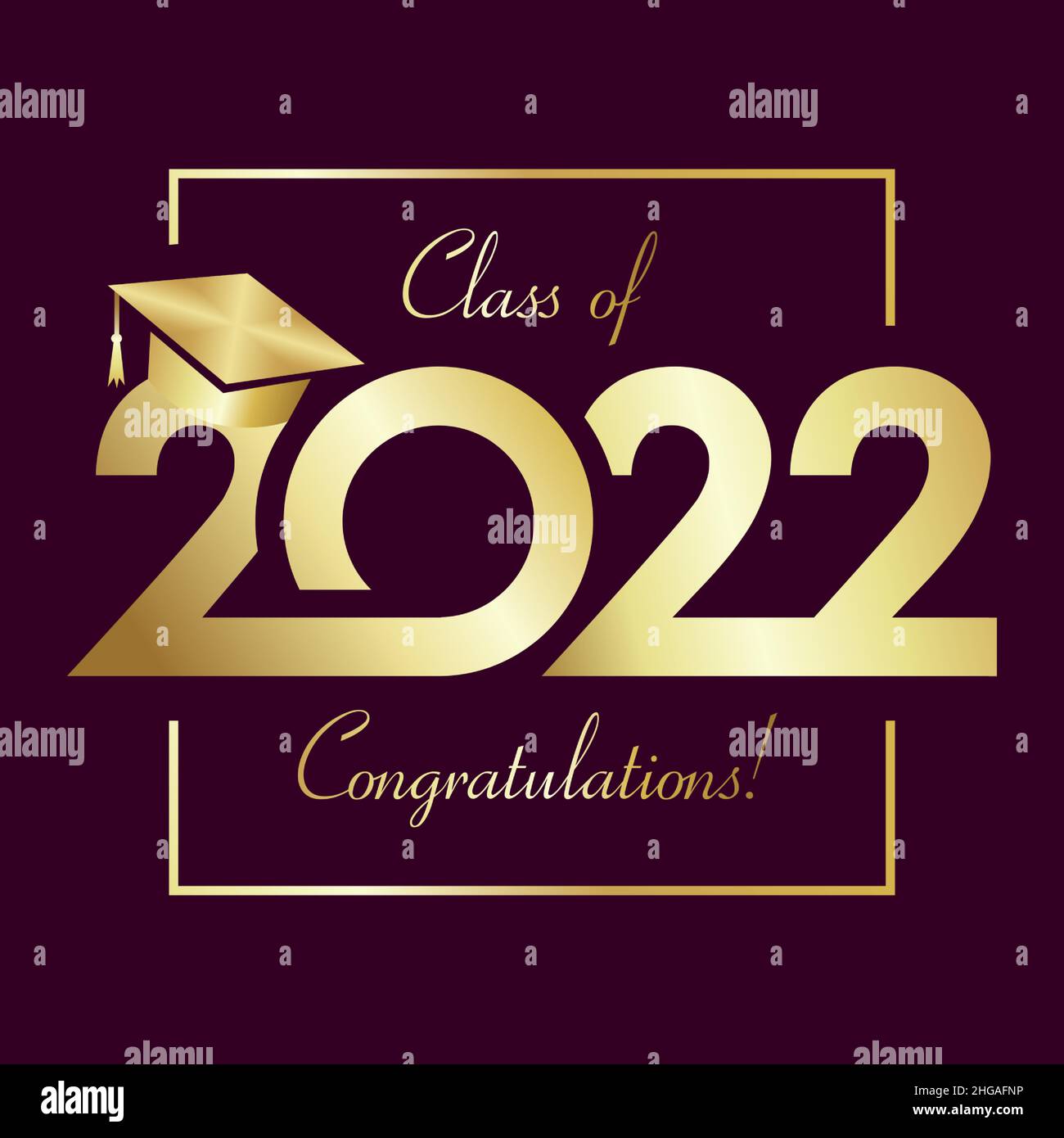 Class of 2022 year graduation square greetings. Class off creative idea