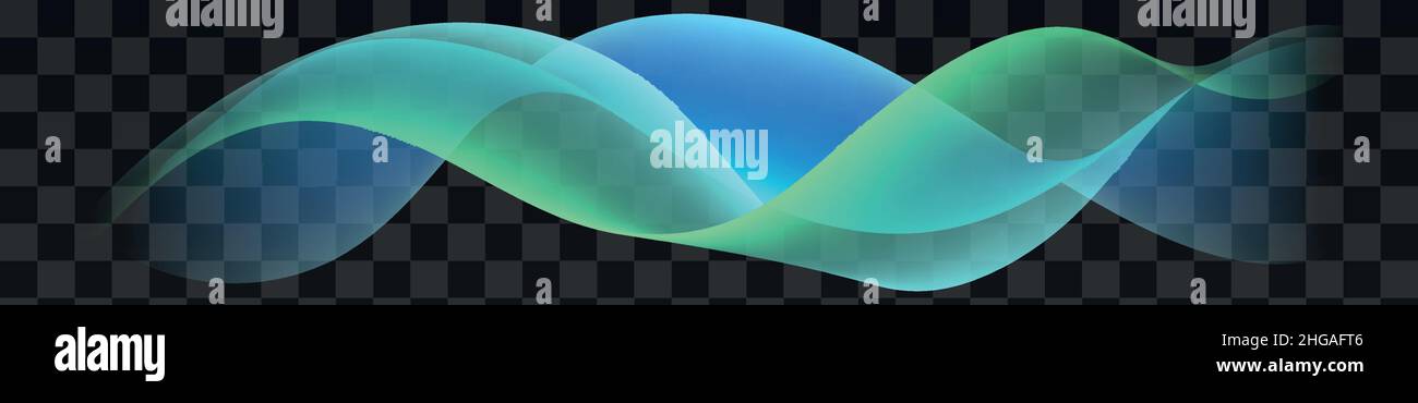 Fluid waves flow. Flying chiffon fabric on transparent background Stock Vector