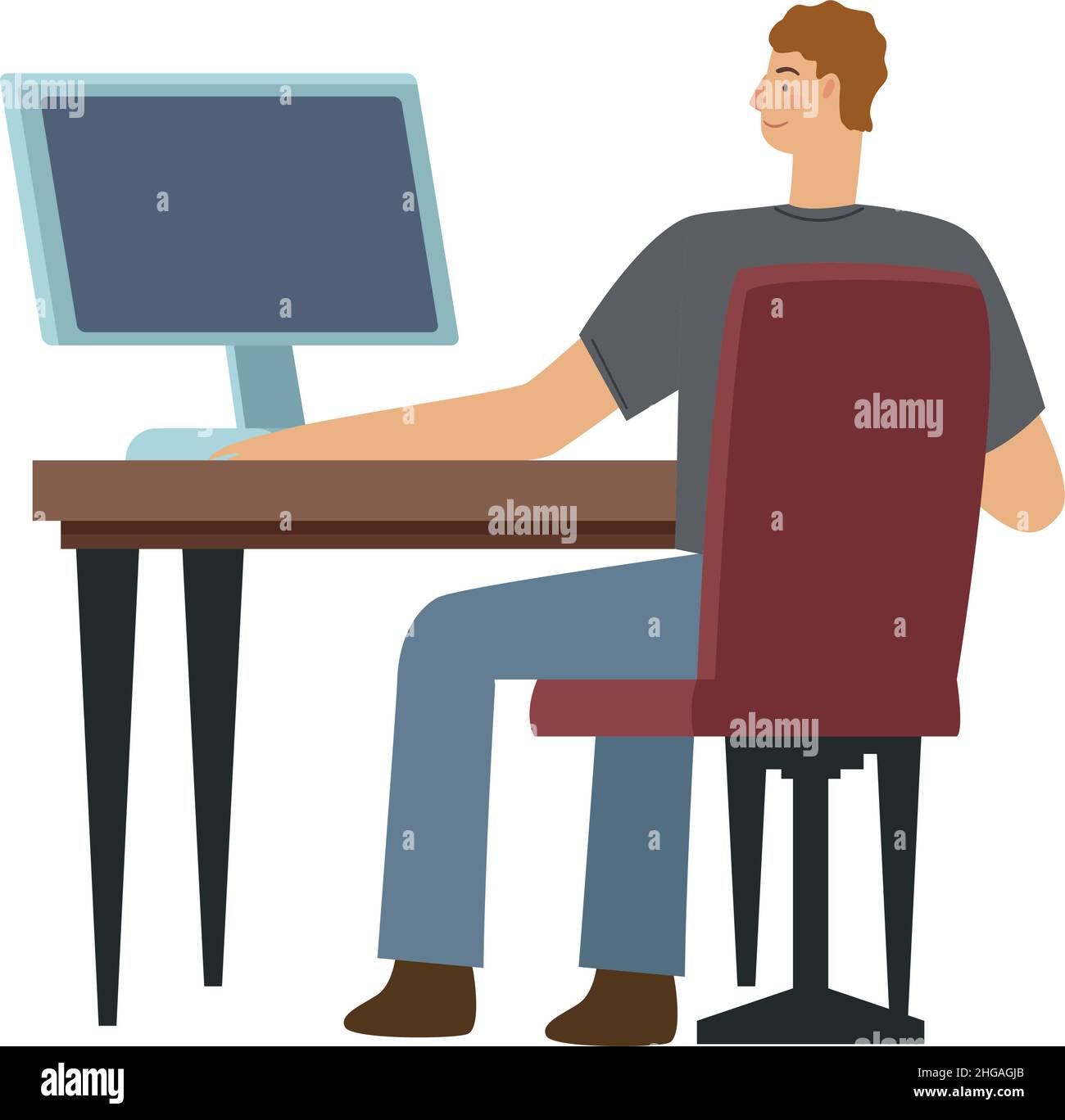 Back of man seated desk Stock Vector Images - Alamy
