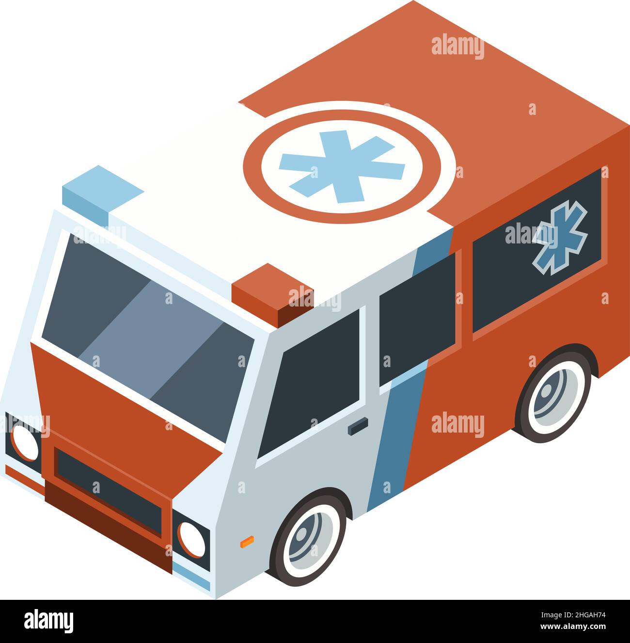 Isometric ambulance. Medical service car. City transport Stock Vector