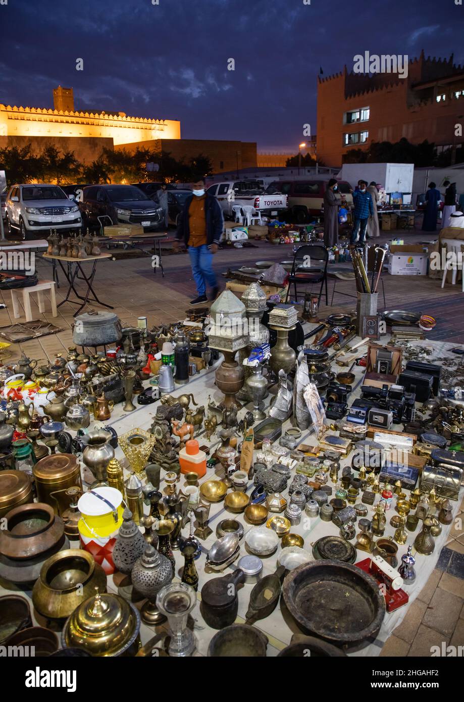 Flea market at night, Riyadh Province, Riyadh, Saudi Arabia Stock Photo