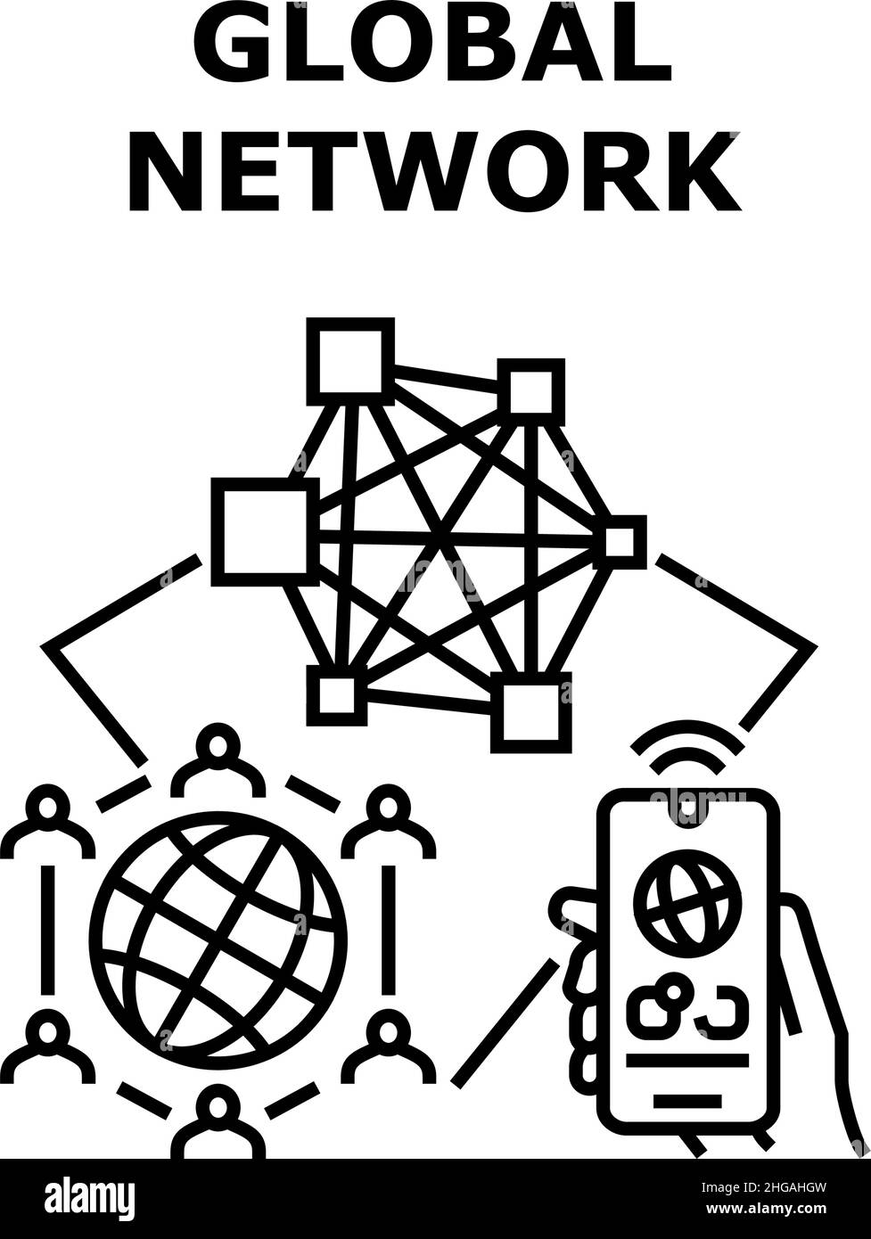 Global network icon vector illustration Stock Vector