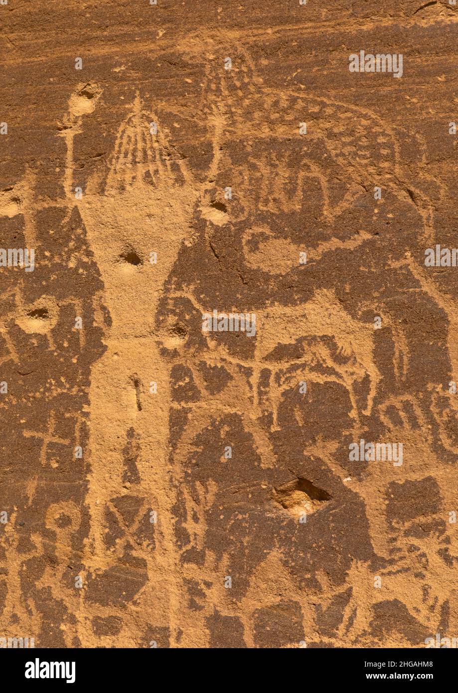 Petroglyphs on a rock depicting Aliya the goddess of fertility