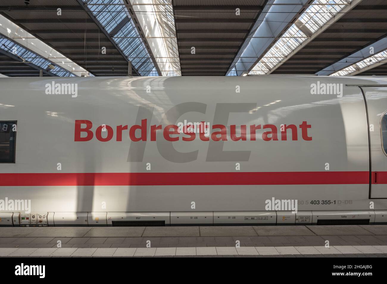 ICE der deutschen Bahn - bordresturant Stock Photo