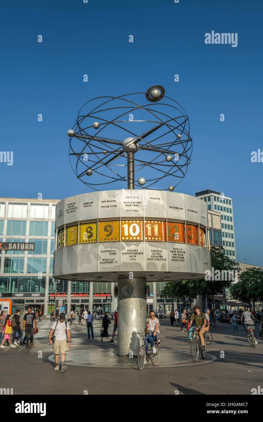 World Time Clock, Alexanderplatz, Mitte, Berlin, Germany Stock Photo