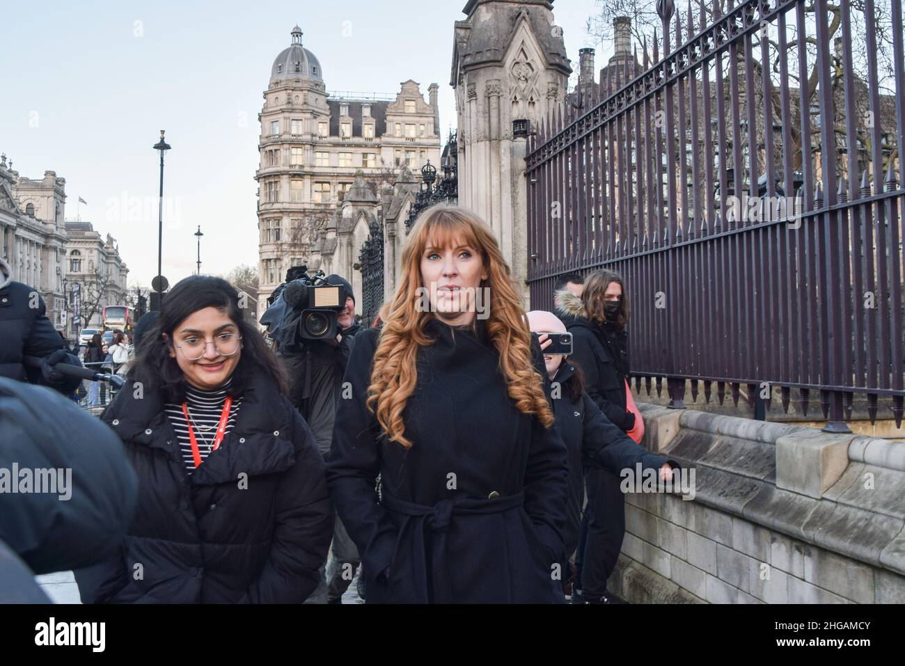 London, UK 19th January 2022. Labour deputy leader Angela Rayner leaves the House of Commons as Boris Johnson faced PMQs and calls to resign over the Downing Street lockdown parties. Credit: Vuk Valcic / Alamy Live News Stock Photo