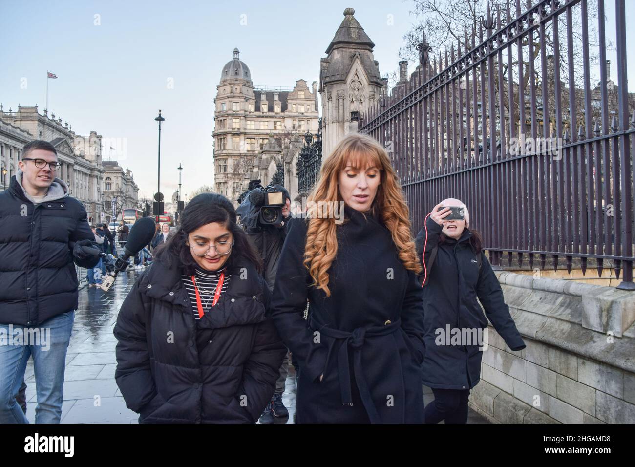 London, UK 19th January 2022. Labour deputy leader Angela Rayner leaves the House of Commons as Boris Johnson faced PMQs and calls to resign over the Downing Street lockdown parties. Credit: Vuk Valcic / Alamy Live News Stock Photo