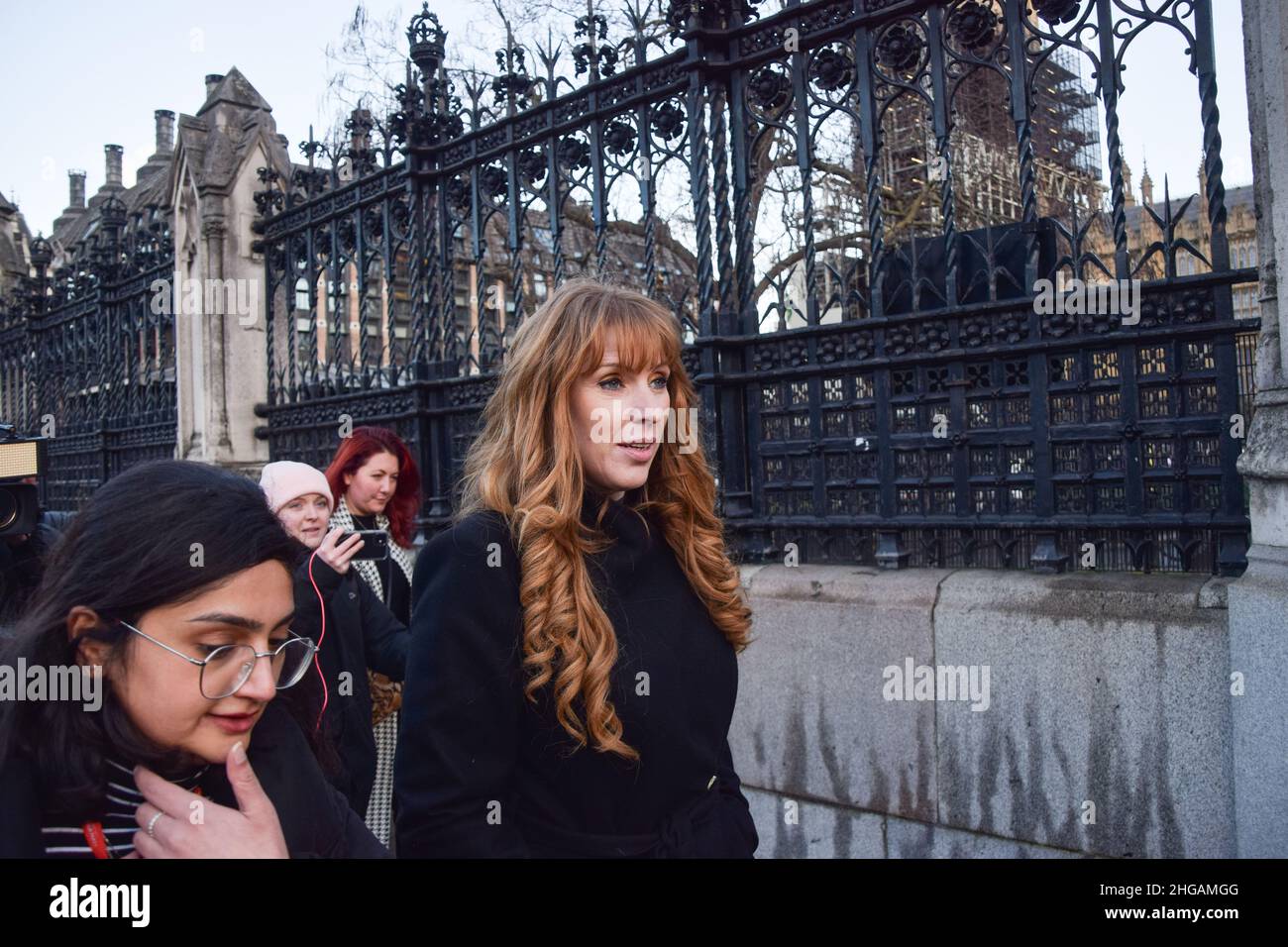 London, UK 19th January 2022. Labour deputy leader Angela Rayner leaves the House of Commons as Boris Johnson faced PMQs and calls to resign over the Downing Street lockdown parties. Credit: Vuk Valcic / Alamy Live News Stock Photo