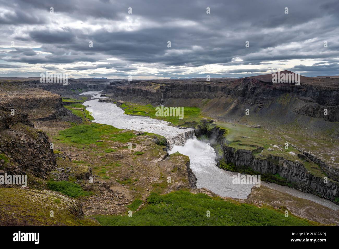 Hafragilfoss Waterfall, Canyon, Cliff, Iceland Stock Photo