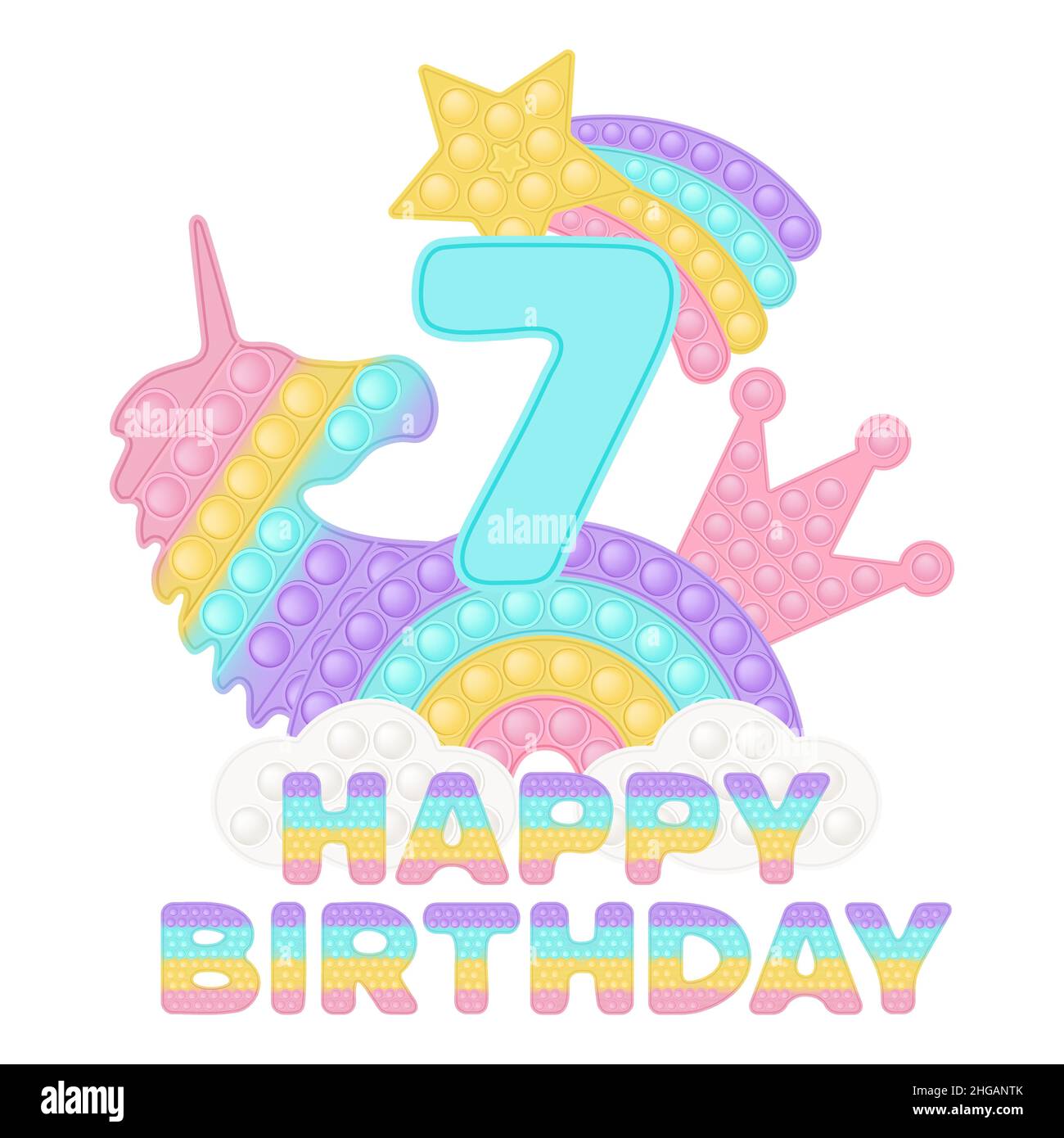 Seven years old animated logotype. 7 anniversary funny logo. Kids birthday  colored card with personified digit, many bright celebrating congratulating  Stock Vector Image & Art - Alamy