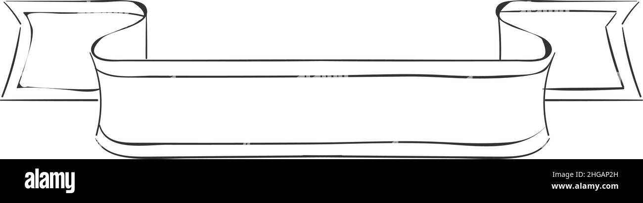 Hand drawn ribbon template. Blank banner in sketch style Stock Vector ...