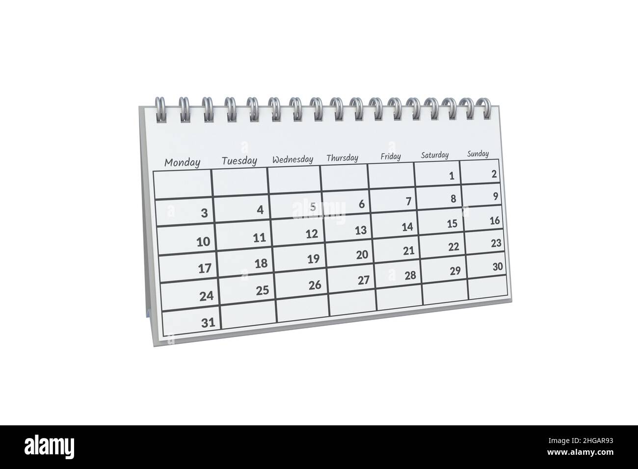 Paper calendar isolated on white background. 3d render Stock Photo - Alamy
